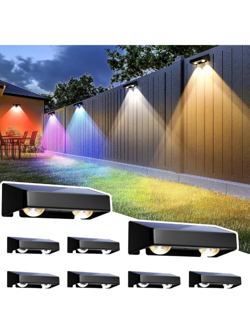 Color Changing Solar Fence Lights - Waterproof LED Outdoor Lighting for Patio